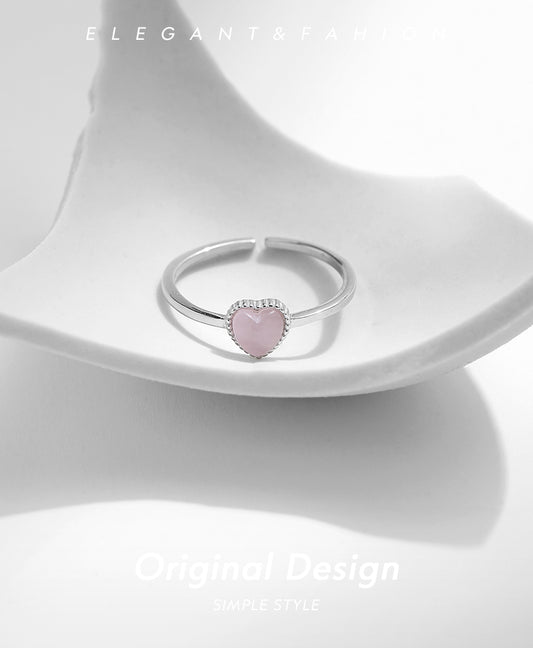 Ig Style Sweet Heart Shape Sterling Silver Rhodium Plated Opal Open Rings In Bulk