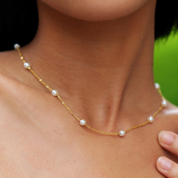 Cute Simple Style Solid Color Stainless Steel Chain Necklace
