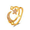 European And American Fashion Ladies Ring Three-layer Hollow Star Moon Ring Personalized Diamond Pentagram Opening Ring