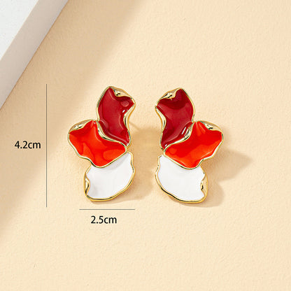 Wholesale Jewelry Modern Style Flower Alloy Enamel Drop Earrings