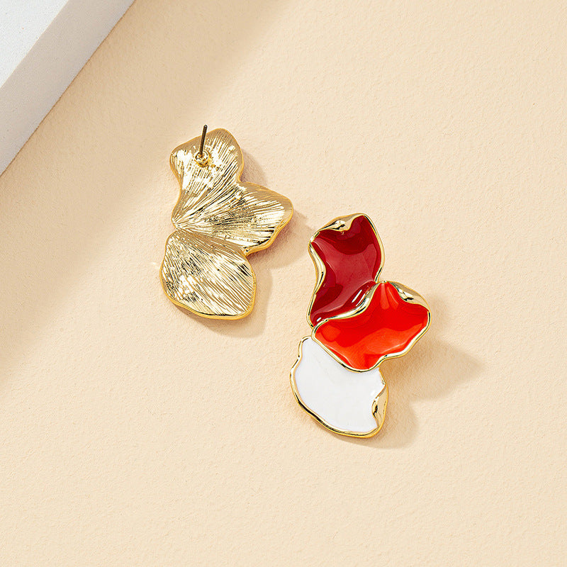 Wholesale Jewelry Modern Style Flower Alloy Enamel Drop Earrings