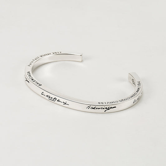 S925 Sterling Silver Heavy Industry English Letter Bracelet Special-interest Design Simple And Light Luxury Internet Celebrity All-match Distressed Thai Silver Bracelet