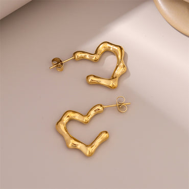 1 Pair Retro Simple Style Heart Shape Plating Stainless Steel 18k Gold Plated Ear Studs