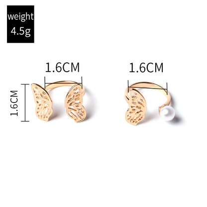 Simple Style Butterfly Alloy Inlay Pearl Women's Rings