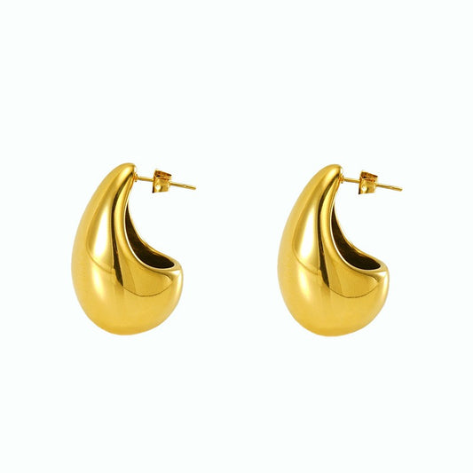 1 Pair Basic Classic Style Water Droplets Polishing Plating Stainless Steel 18k Gold Plated Ear Studs