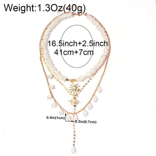 Elegant Exotic Shaped Pearl Planet Pendant Multi-layer Necklace For Women