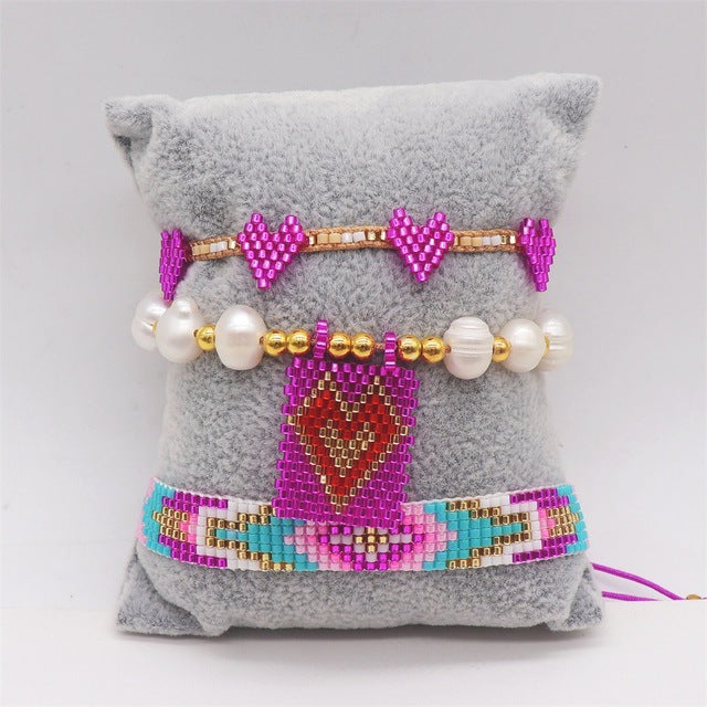 New Europe And America Cross Border Love Miyuki Bracelet Set Rainbow Devil Eye Mama Letter Bracelet Suit For Women