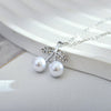 Korean Style Diamond-embedded Sweet Creative Double Shell Pearls Cherry Leaf Pendant Women's Fashion Personalized Pendant Eardrop Frame Finished Product Wholesale