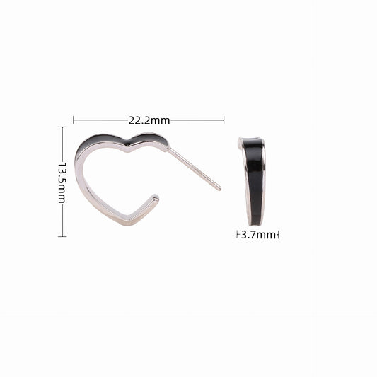 1 Pair Simple Style Heart Shape Epoxy Plating Sterling Silver Ear Studs