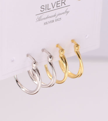 1 Pair Commute Round Sterling Silver Earrings