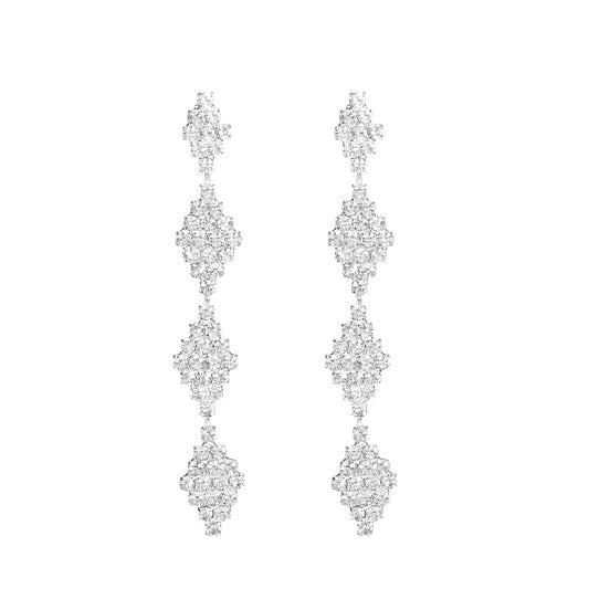 Wholesale Jewelry Sweet Heart Shape Rhinestone Rhinestones Silver Plated Plating Inlay Drop Earrings
