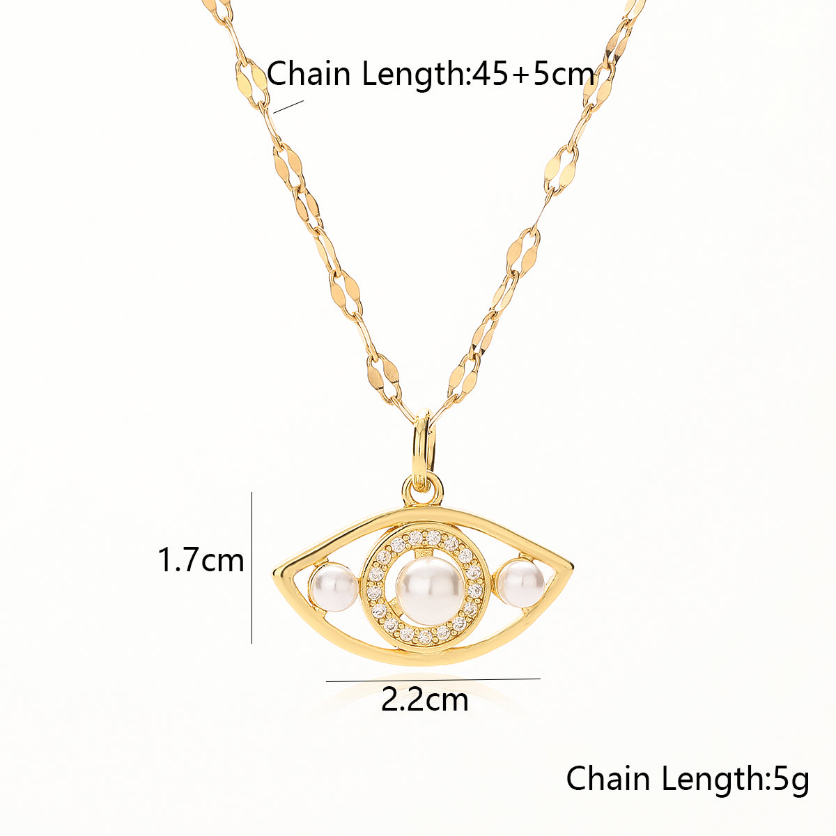 Simple Style Commute Devil's Eye Copper Plating Hollow Out Inlay Artificial Pearls Zircon 18k Gold Plated Pendant Necklace