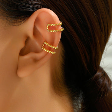 1 Pair Punk Cool Style C Shape Solid Color Plating Inlay Copper Rhinestones 18k Gold Plated Ear Cuffs