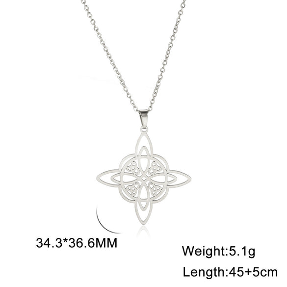 Korean Style One-piece Delivery Personalized Witch Double-layer Celtic Triangle Pendant 304 Stainless Steel Necklace