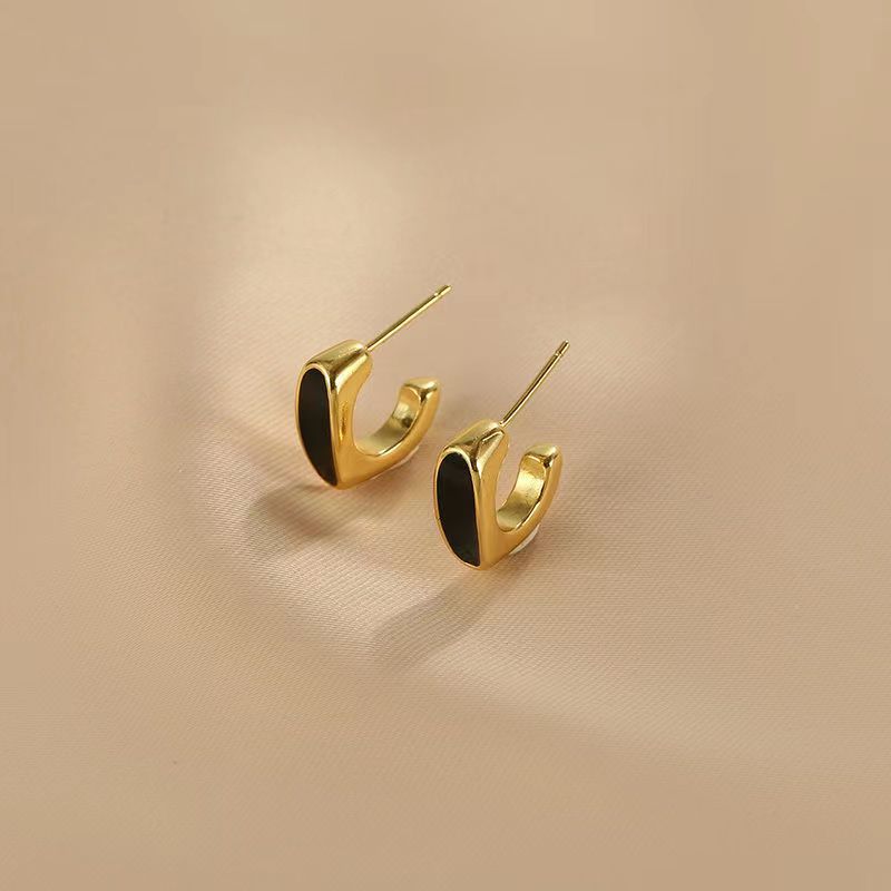 1 Pair Vintage Style Classic Style Commute Oval Enamel Alloy Ear Studs