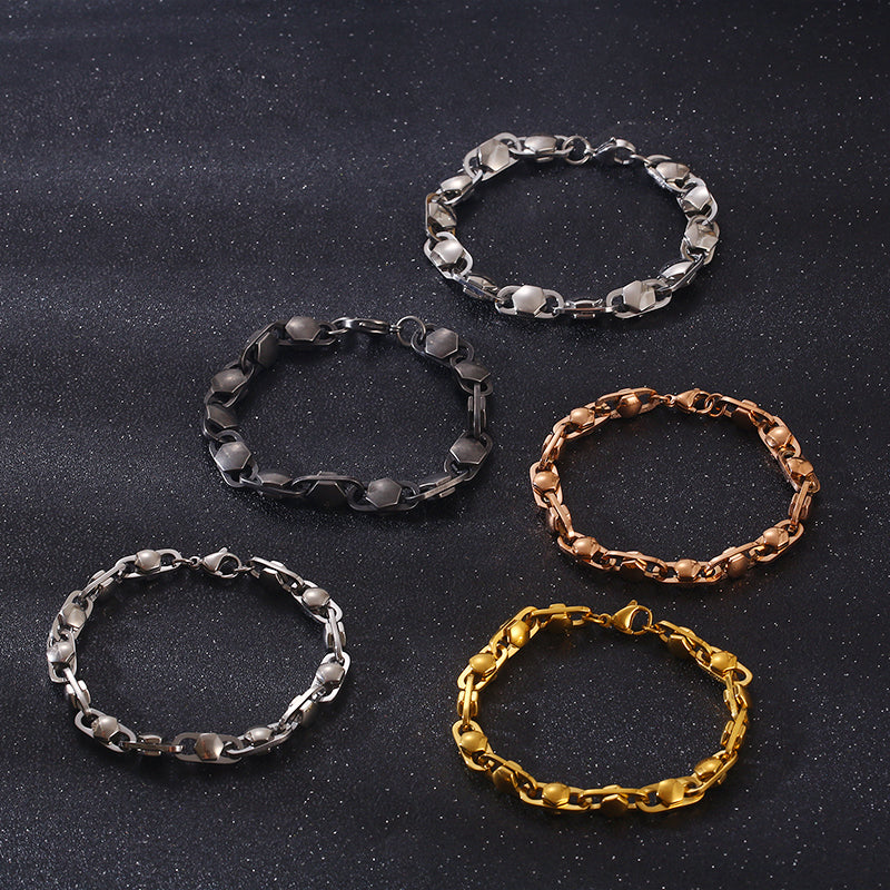 Rock Punk Solid Color Stainless Steel Plating 18k Gold Plated Bracelets Necklace