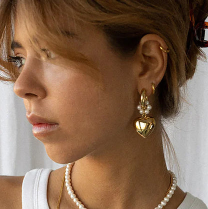 1 Pair Basic Classic Style Heart Shape Copper Drop Earrings