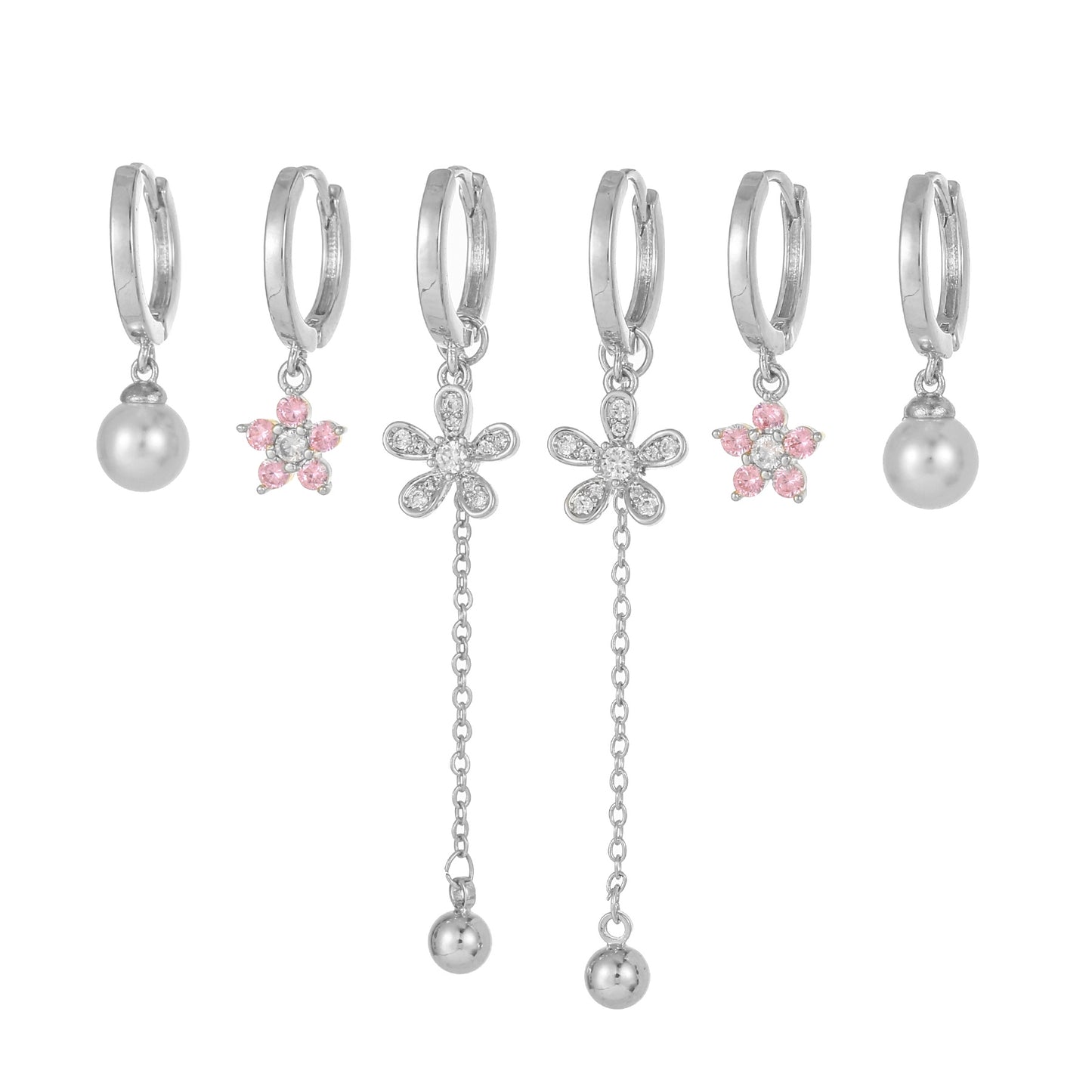 1 Set Elegant Simple Style Tassel Pearl Flower Plating Inlay Brass Zircon 18k Gold Plated Earrings