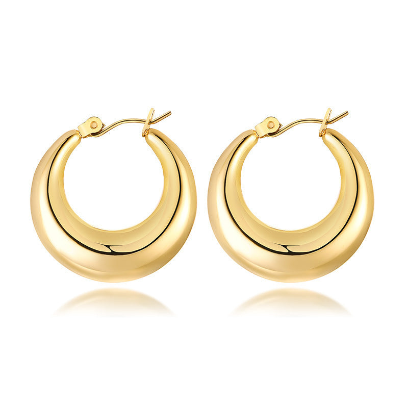 1 Pair Casual Simple Style Round Plating Stainless Steel 18k Gold Plated Earrings