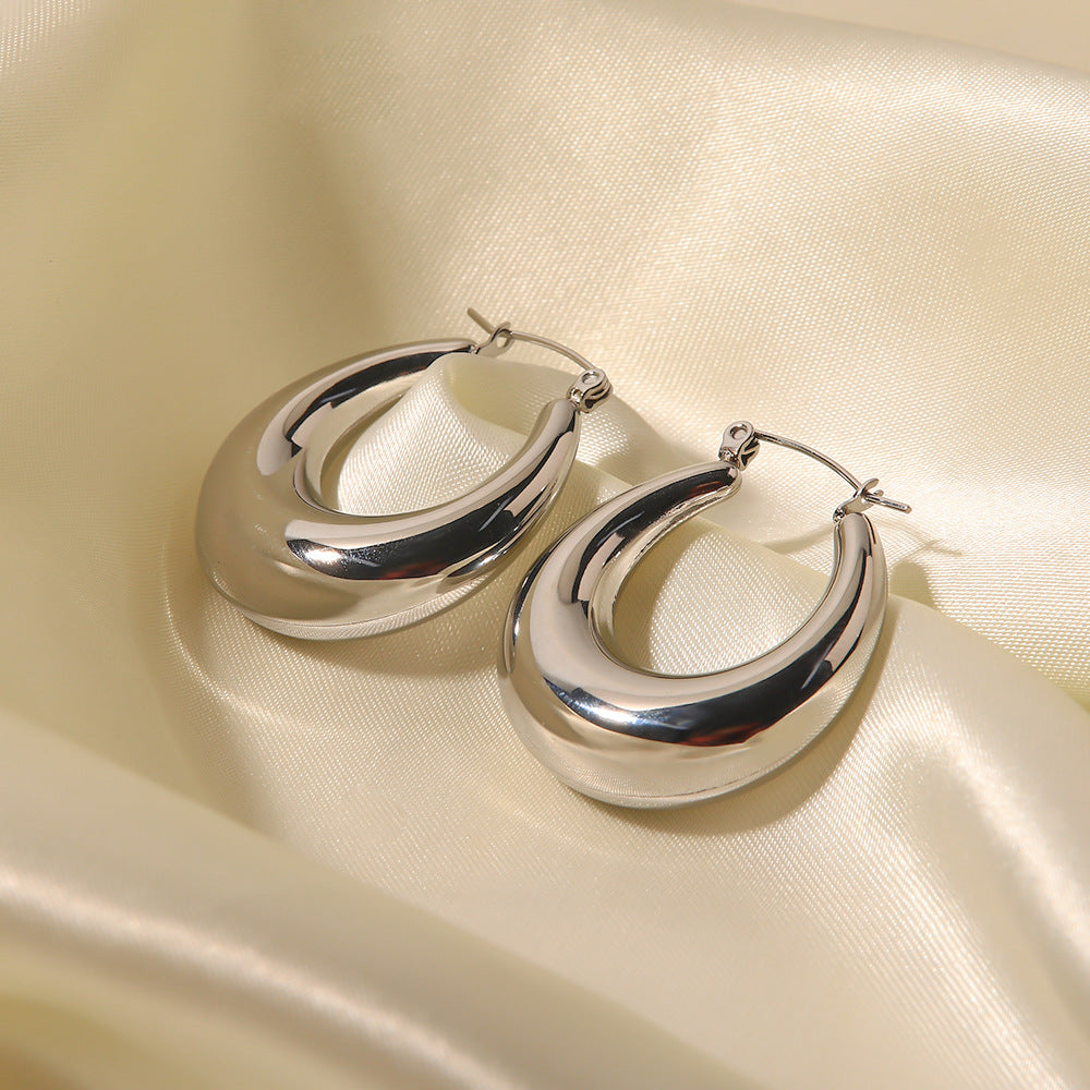 1 Pair Casual Simple Style Round Plating Stainless Steel 18k Gold Plated Earrings