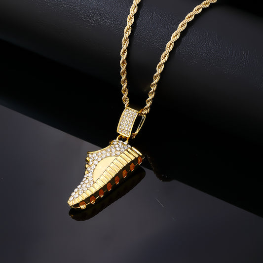Hip-hop Vintage Style Rock Shoe Stainless Steel Alloy Plating Inlay Zircon Gold Plated Silver Plated Men's Pendant Necklace