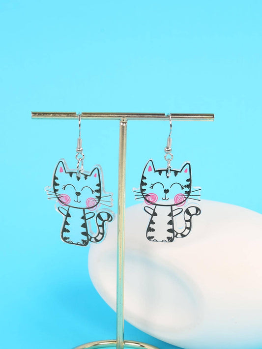 1 Pair Cartoon Style Cute Cat Arylic Zinc Alloy Drop Earrings