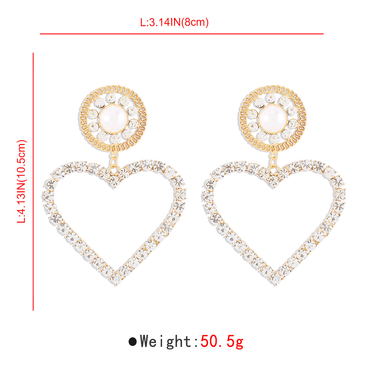 1 Pair Modern Style Simple Style Shiny Heart Shape Inlay Alloy Artificial Pearls Rhinestones Drop Earrings