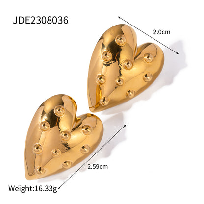 1 Pair Simple Style Heart Shape Plating Stainless Steel 18k Gold Plated Earrings