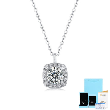 Simple Style Classic Style Solid Color Sterling Silver Inlay Moissanite Pendant Necklace