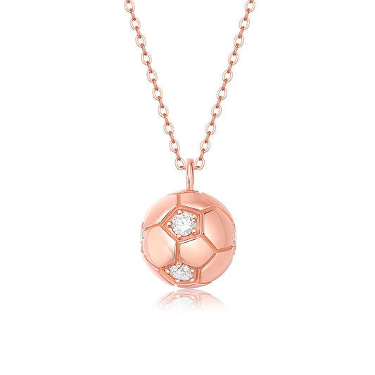 Simple Style Football Sterling Silver Inlay Moissanite Pendant Necklace