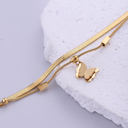 Vintage Style Solid Color Butterfly Stainless Steel Plating 18k Gold Plated Bracelets