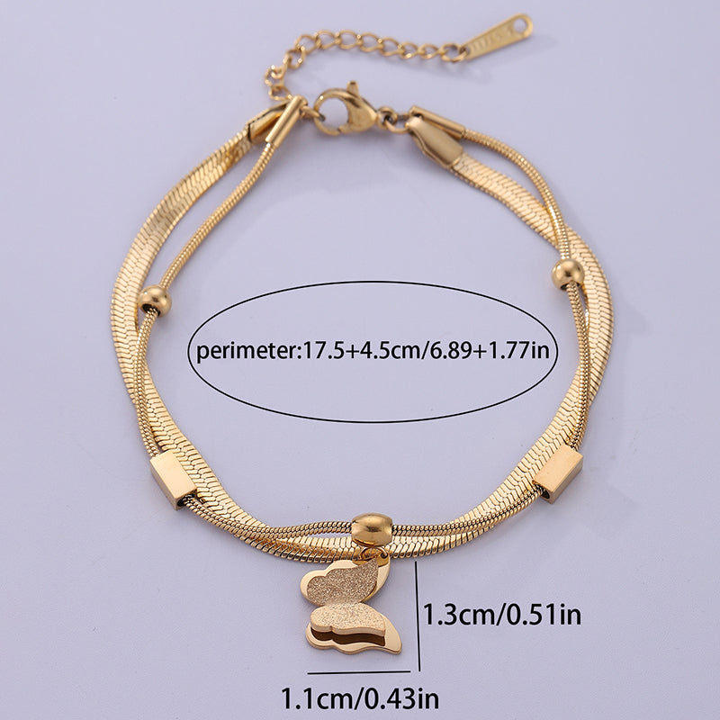 Vintage Style Solid Color Butterfly Stainless Steel Plating 18k Gold Plated Bracelets