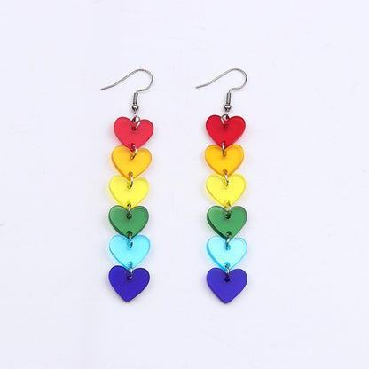 Wholesale Jewelry Simple Style Heart Shape Arylic Printing Drop Earrings