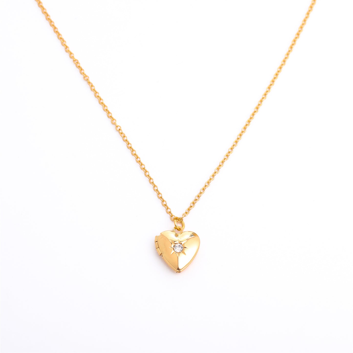 Retro Heart Shape Titanium Steel Copper 14k Gold Plated Birthstone Pendant Necklace In Bulk