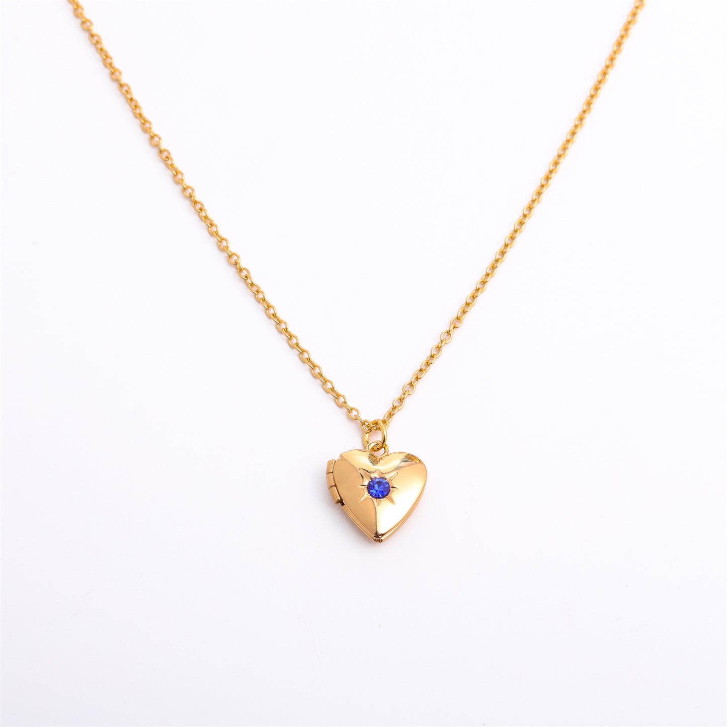 Retro Heart Shape Titanium Steel Copper 14k Gold Plated Birthstone Pendant Necklace In Bulk