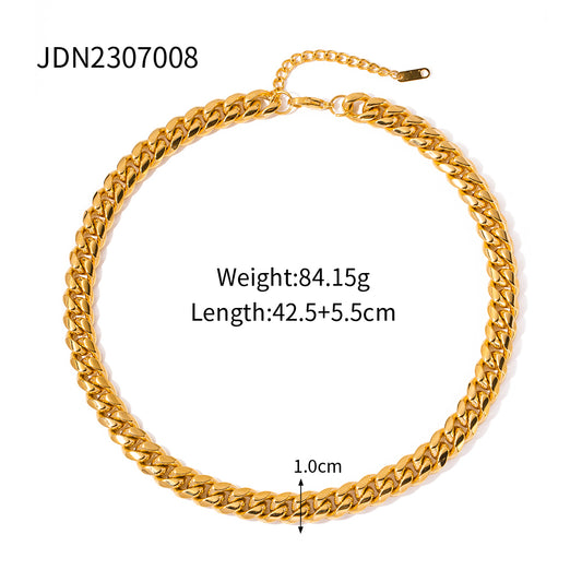 304 Stainless Steel 18K Gold Plated Simple Style Classic Style Plating Solid Color Bracelets Necklace