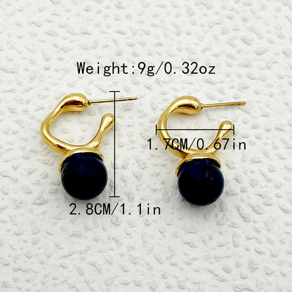 1 Pair Elegant Sweet Simple Style Round Plating Stainless Steel Gold Plated Drop Earrings