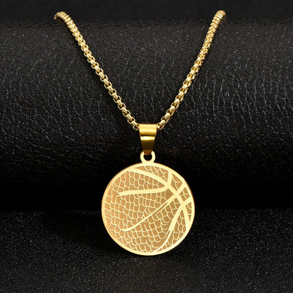 Classic Style Solid Color Titanium Steel Plating Gold Plated Men's Pendant Necklace
