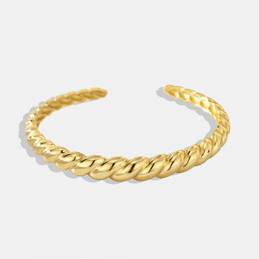 Simple Style Spiral Stripe Copper Plating 18k Gold Plated Cuff Bracelets