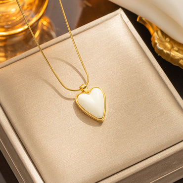 Elegant Heart Shape Titanium Steel Plating 18k Gold Plated Necklace