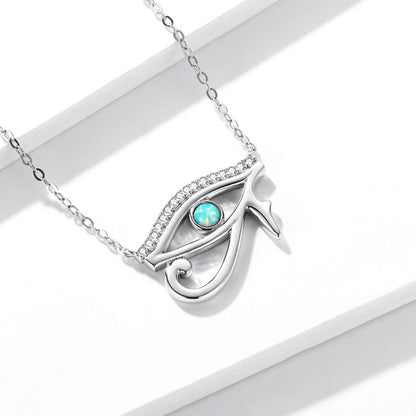 Casual Devil's Eye Hand Of Fatima Skull Sterling Silver White Gold Plated Glass Zircon Necklace In Bulk