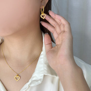 Wholesale Sweet Streetwear Heart Shape Titanium Steel Plating Inlay Artificial Diamond Earrings Necklace