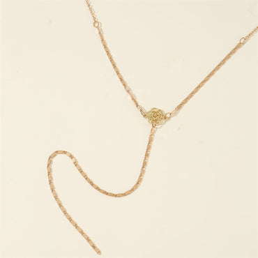 Elegant Simple Style Flower Alloy Chain Women's Long Necklace