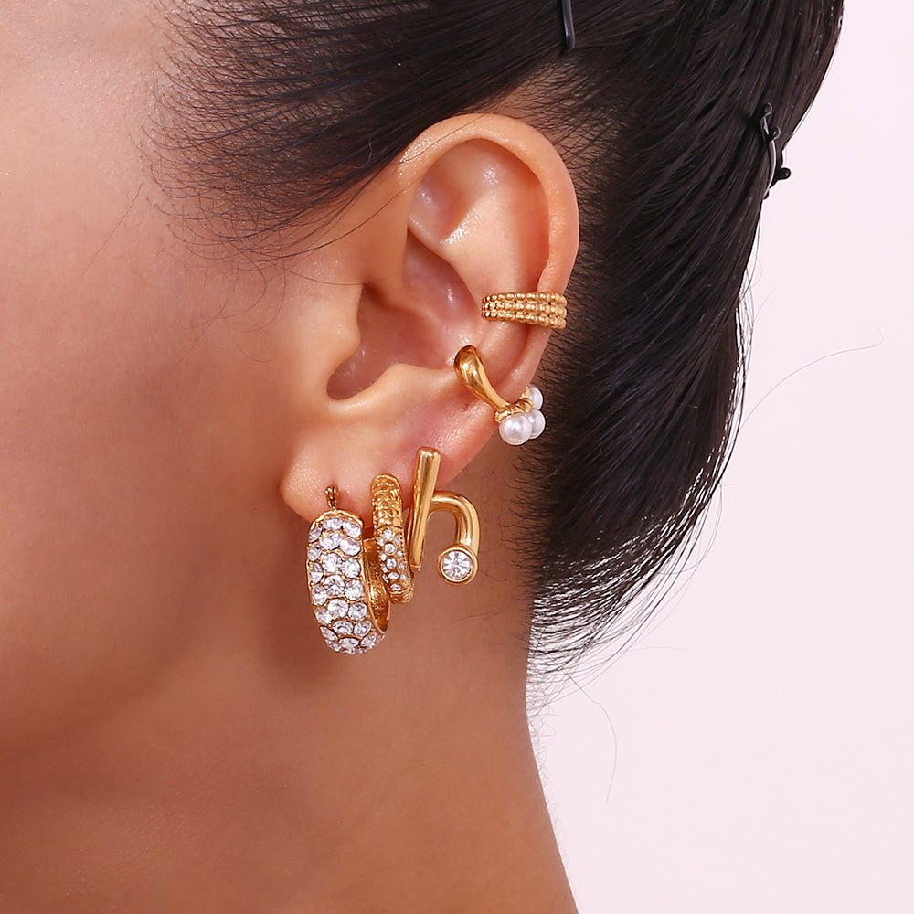 1 Pair Basic Classic Style C Shape Plating Stainless Steel 18k Gold Plated Ear Cuffs