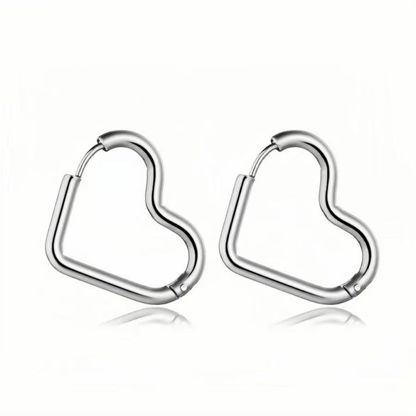 1 Pair Simple Style Heart Shape Plating Metal Stainless Steel 18k Gold Plated Hoop Earrings
