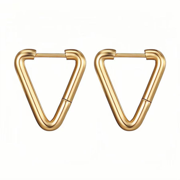1 Pair Elegant Geometric Solid Color Plating Stainless Steel 18k Gold Plated Hoop Earrings