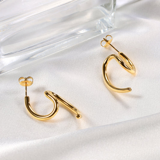 1 Pair Classical Simple Style S Shape Plating Three-dimensional Stainless Steel 18k Gold Plated Ear Studs