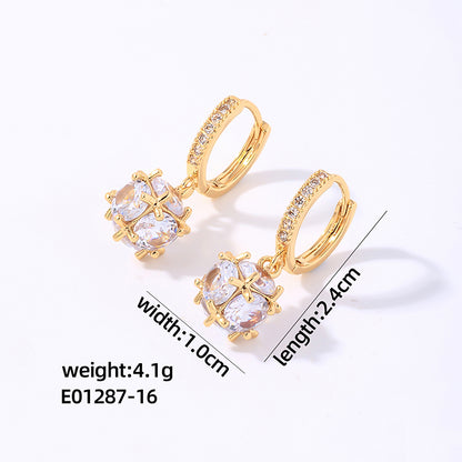 1 Pair Casual Elegant Simple Style Ball Plating Inlay Copper Zircon Gold Plated Drop Earrings
