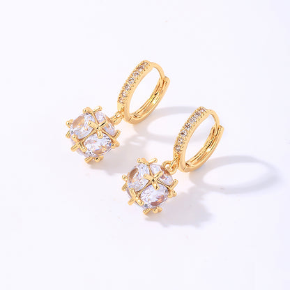 1 Pair Casual Elegant Simple Style Ball Plating Inlay Copper Zircon Gold Plated Drop Earrings
