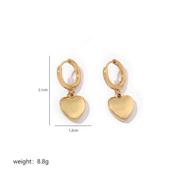 1 Pair Commute Heart Shape Polishing Plating Stainless Steel 18k Gold Plated Drop Earrings Earrings
